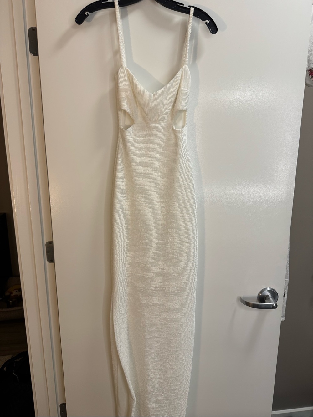 Sleeveless Cream Maxi Dress with Side Cutouts